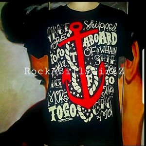 Too Fast "Shipped Aboard A Whalin Ship To Go Once More" Shirt Red Anchor Rope